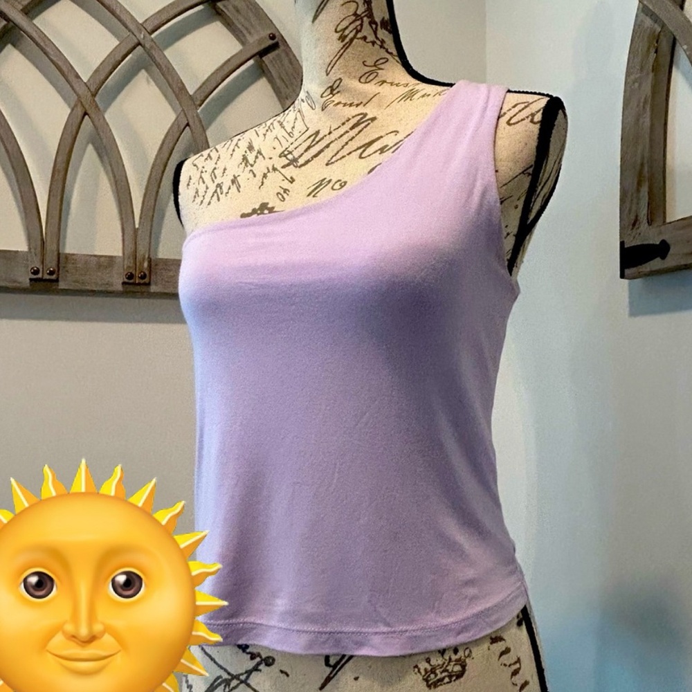 Vestique Tank Top Lavender/Purple Asymmetric Shoulder Double Layer Size Large